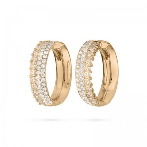 Gold White And Cognac Diamond Pinpoint Hoop Earrings