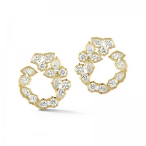 Gold And Diamond Poppy Hoop Earrings
