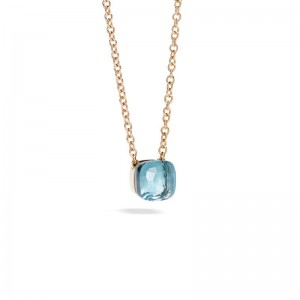 Gold And Blue Topaz Classic Nudo Pendant Necklace