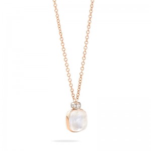 Gold Nudo Pearl And Diamond Pendant Necklace