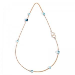 Gold Blue Topaz And London Blue Topax And Diamond Nudo Necklace
