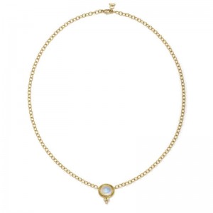 Gold Moonstone And Diamond Necklace