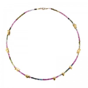 Gold Multi Colored Tourmaline And Diamond Necklace