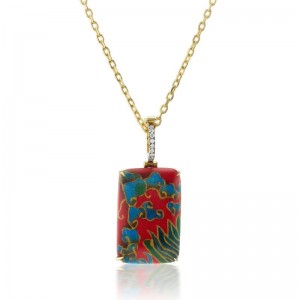 Gold And Diamond Marquetry Pendant Necklace