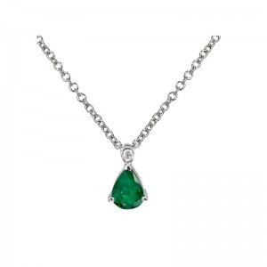 Gold Emerald And Diamond Pendant Necklace