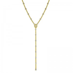 Gold And Diamond Lariat Necklace