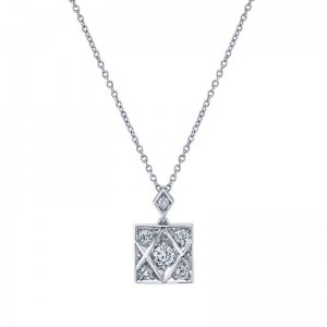 Gold And Diamond Criss Cross Pendant Necklace