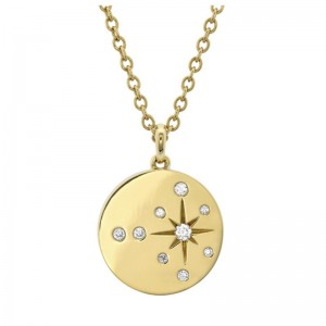 Gold And Diamond Luna Star Medallion Pendant Necklace