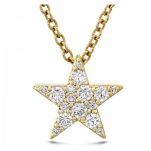 Gold And Pave Diamond Luna Star Pendant Necklace