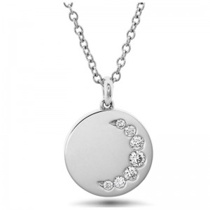 Gold And Diamond Luna Crescent Moon Medallion Pendant Necklace