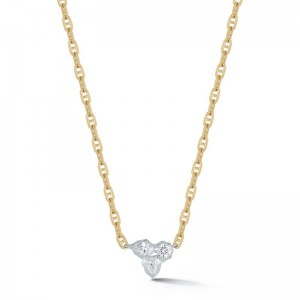 Gold And Diamond Three Stone Poppy Pendant Necklace