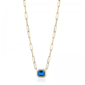 Gold And London Blue Topaz Pendant Necklace
