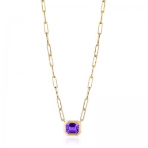 Gold And Amethyst Pendant Necklace