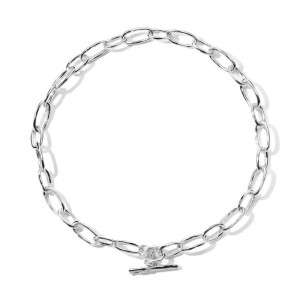 Silver Classico Facet Oval Link Necklace