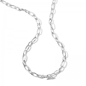 Silver Classico Facet Oval Link Necklace