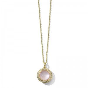 Gold Lollipop Rose Quartz Mini Necklace