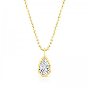 Gold Bezel Set Diamond Pendant Necklace