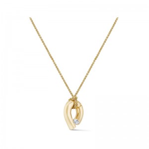Gold Large Oera Knot Pendant Necklace