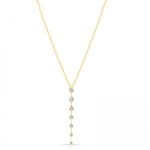 Gold Diamond Drop Pendant Necklace