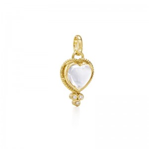 Gold Crystal And Diamond Small Heart Charm Pendant