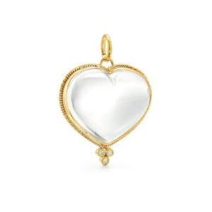 Gold Crystal And Diamond Large Heart Charm Pendant