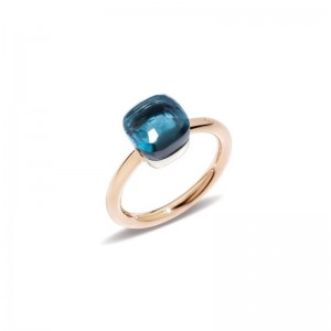 Gold And London Blue Topaz Petit Nudo Ring