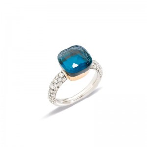 Gold And London Blue Topaz Nudo Classic Ring