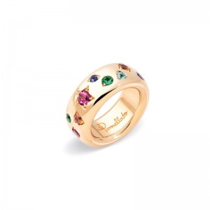 Gold And Multi Colored Gemstone Iconica Wide Ring