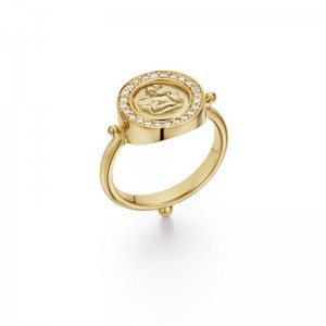 Gold And Diamond Angel Ring