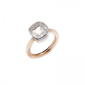 Gold And White Topaz Nudo Classic  Ring