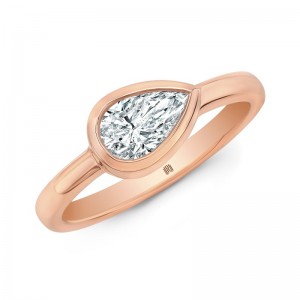 Gold Bezel Set Pear Diamond Ring