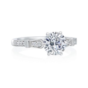 Roslyn Collection Platinum And Diamond Milgrained Engagement Mounting