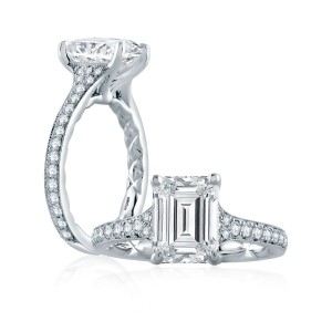 Platinum Art Deco Style Engagement Ring Mounting