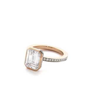 Rose Gold Emerald Cut Diamond Engagement Ring Mounting