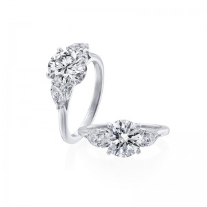 Roslyn Collection Platinum Three Stone Petal Engagement Ring Mounting