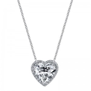 Platinum And Heart Cut Diamond Pendant Necklace