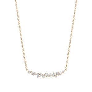 Curved Cluster Diamond Necklace