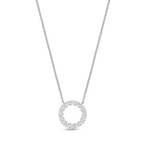 Gold And Diamond Circle Pendant Necklace