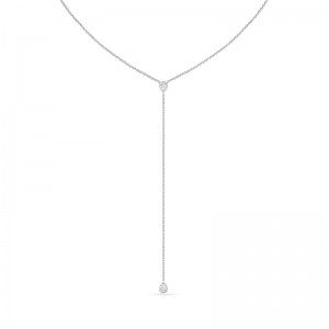 Gold Cascade Pear Shaped Diamond Lariat Necklace