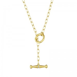 Gold Flat Link Toggle Necklace