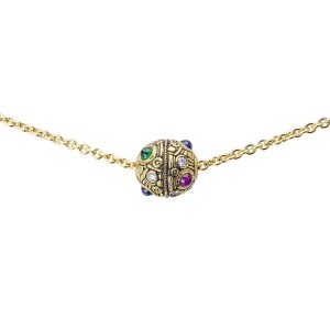 Gold And Diamond Ruby Emerald Sapphire Ball Pendant Necklace