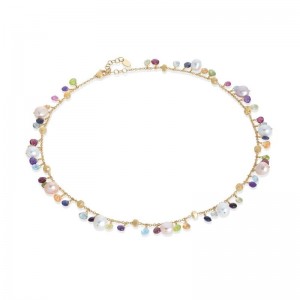 Gold Paradise Collection Mixed Gemstone And Pearl Short Necklace