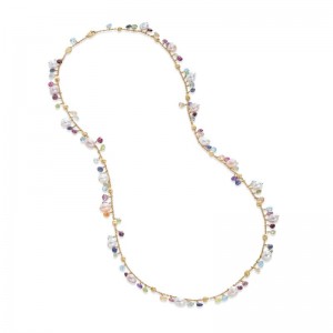 Gold Paradise Collection Mixed Gemstone And Pearl Long Necklace