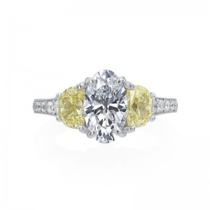 Roslyn Collection Platinum White And Yellow Diamond Ring