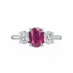 Roslyn Collection Platinum Ruby And White Diamond Ring