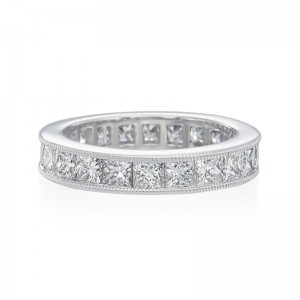 Platinum Princess Cut Diamond Eternity Wedding Band Ring