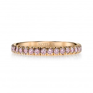 Gold And Pink Diamond Artisan Pave French Cut Eternity Band Ring