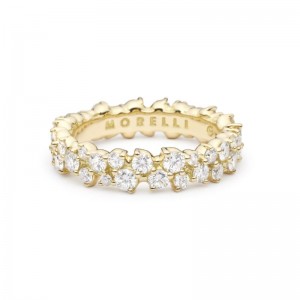 Gold And Diamond Double Row Confetti Ring