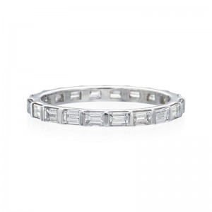 Platinum And Baguette Diamond Eternity Wedding Band Ring