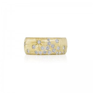 Gold And Diamond Galaxy Wide Band Ring